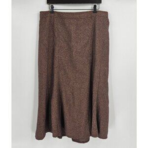 Cato Womens Fit & Flare Brown Skirt Zip Back Midi Length Sz 16W Polyester/Rayon